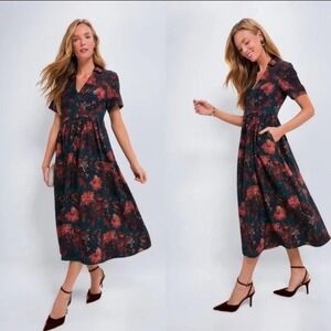 Tuckernuck Persimmon Floral Jacquard Adelaide Formal Midi Dress Size XL PLS READ
